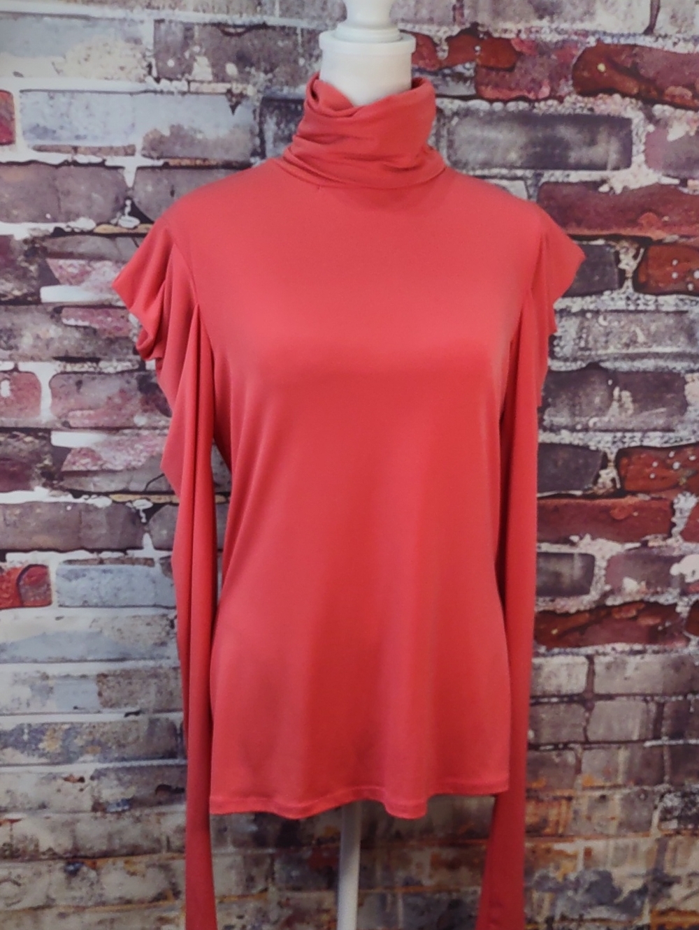 Nada Nuff Coral Turtleneck Top